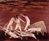 Encounter 1964 by Sidney Nolan, 1964, oil on paper, sold Mar 2021