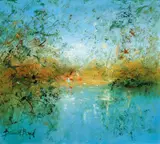 David Boyd, Children Playing by the Lake, oil on canvas