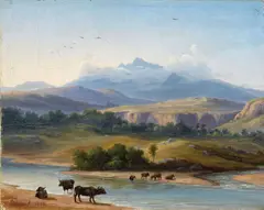 Eugene von Guerard, Landscape (Sele River near Paestum) 1840, 1840, oil on canvas