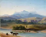 Eugene von Guerard, Landscape (Sele River near Paestum) 1840, 1840, oil on canvas