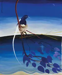 Brett Whiteley, The Sunrise - Japanese: 'Good Morning!' 1988, 1988, oil and collage on board with electric light