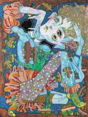 Del Kathryn Barton, At What Cost 2018, 2018, synthetic polymer paint and spraypaint on linen