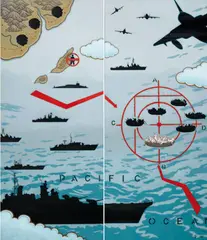 Guan Wei, Looking for Enemies #4 2004, 2004, synthetic polymer paint on canvas (diptych)