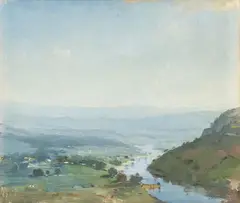 The Valley c1932 by Lloyd Rees, c1932, oil on canvas on board, sold Nov 2020