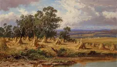 Charles Rolando, Haystacks, oil on canvas