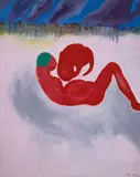 Arthur Boyd, Red Figure in Landscape c1985, c1985, oil on canvas