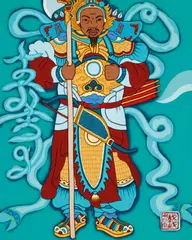 Kate Beynon, The Door God 2002, 2002, synthetic polymer paint and spray paint on canvas