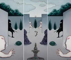Guan Wei, Secret Histories #5 2005, 2005, synthetic polymer paint on canvas (triptych)