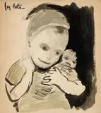 Joy Hester, Untitled (Child and Doll) c1948, c1948, ink and wash on paper