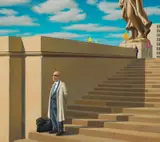 Jeffrey Smart, Outside the Ministry 1970, 1970, oil on canvas