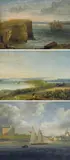 Australian School 19th century, (i) Sydney Heads (ii) Entrance to Port Jackson (iii) View from Sydney Harbour of Government House and Fort Macquarie c1850, c1850, oil on canvas (3)