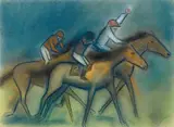 Robert Dickerson, The Home Straight 1977, 1977, pastel on paper on board