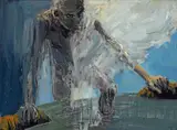 Euan MacLeod, Stepping over Horizon with Smoke 2006, 2006, oil on canvas