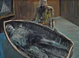 Euan MacLeod, Watching over Figure in Boat in Room 2006, 2006, oil on canvas