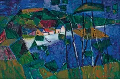 Frank Hodgkinson, Country Town 1955, 1955, oil on board