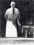 Rick Amor, The Waiter 1996, 1996, charcoal on paper