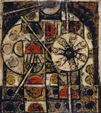 Leonard French, The Warrior 1963, 1963, mixed media on paper on board