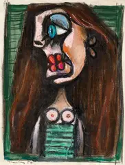 Albert Tucker, Girl 1950, 1950, pastel, charcoal and gouache on paper