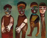 Mirka Mora, Four Figures 1980-95, 1980-95, oil on canvas