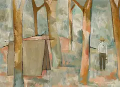 Bush Camp 1959 by Dorothy Braund, 1959, oil on board, offered Feb 2020