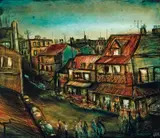 City Landscape by Pro Hart, oil on board, sold Feb 2020