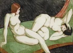 Ethel Spowers, Resting Models 1934, 1934, colour linocut