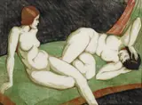 Ethel Spowers, Resting Models 1934, 1934, colour linocut