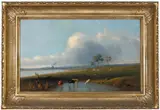 Henry Burn, Sandridge from the Lagoon c1870, c1870, oil on academy board