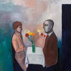 Robert Dickerson, The Wedding Anniversary 1997, 1997, mixed media on paper on canvas