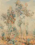 Gum Saplings 1916 by Hans Heysen, 1916, watercolour on paper, sold Sep 2019