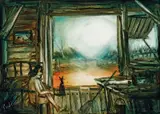 Approaching Storm by Pro Hart, oil on board, offered Sep 2019