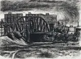 Rick Amor, Bridge in the West 1989, 1989, charcoal on paper