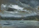 William Dobell, Storm over Wangi, watercolour and gouache on paper