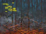 Lin Onus, Fish and Ripple - Dingo Springs I 1995, 1995, synthetic polymer paint on linen