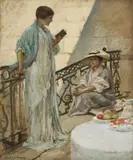 On the Landing c1913 by Rupert Bunny, c1913, oil on canvas, offered Jun 2019