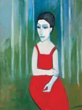 Robert Dickerson, Red Dress, South Coast, synthetic polymer paint on canvas