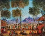 The Country Races by Pro Hart, oil on board, sold Jun 2019