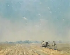 J J Hilder, The Plough 1914, 1914, watercolour on paper