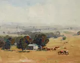 Alfred Coleman, The Farm, oil on board