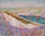 John Peter Russell, Cliffs at Goulphar Bay 1907, 1907, watercolour, gouache and pastel on paper on board
