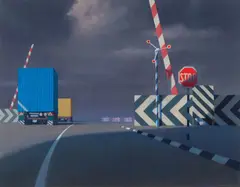 Jeffrey Smart, Level Crossing 1997, 1997, oil on canvas