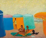 Kees van Dongen, Deauville, Les Tentes 1956, 1956, oil on canvas