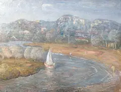 Lloyd Rees, Song to Creation - Land 1969, 1969, oil and sand on canvas