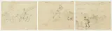 Thomas Balcombe, Slasher Arriving, Digging for, and Finding Gold c1852, c1852, ink and pencil laid on canvas