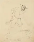 Thomas Balcombe, The Cradler 1851, 1851, pencil on paper