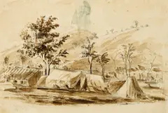 Thomas Balcombe, The Mining Camp 1851, 1851, ink, wash and pencil on paper