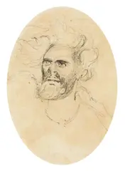 Thomas Balcombe, Portrait Study of a Male (Aboriginal Hunting) 1850, 1850, pencil on paper