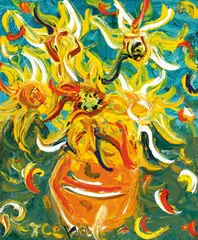 Bowl of Flowers c1985 by John Perceval, c1985, oil on canvas, sold Mar 2019