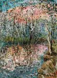 Celia Perceval, Crimson Sunset, Duckinwilla Waterhole, Queensland, oil on board