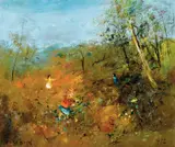 David Boyd, Picking Flowers 1972, 1972, oil on board